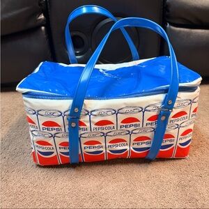 Vintage Pepsi Cola Cans Soft Vinyl Cooler Zipper Beverage Drink Soda